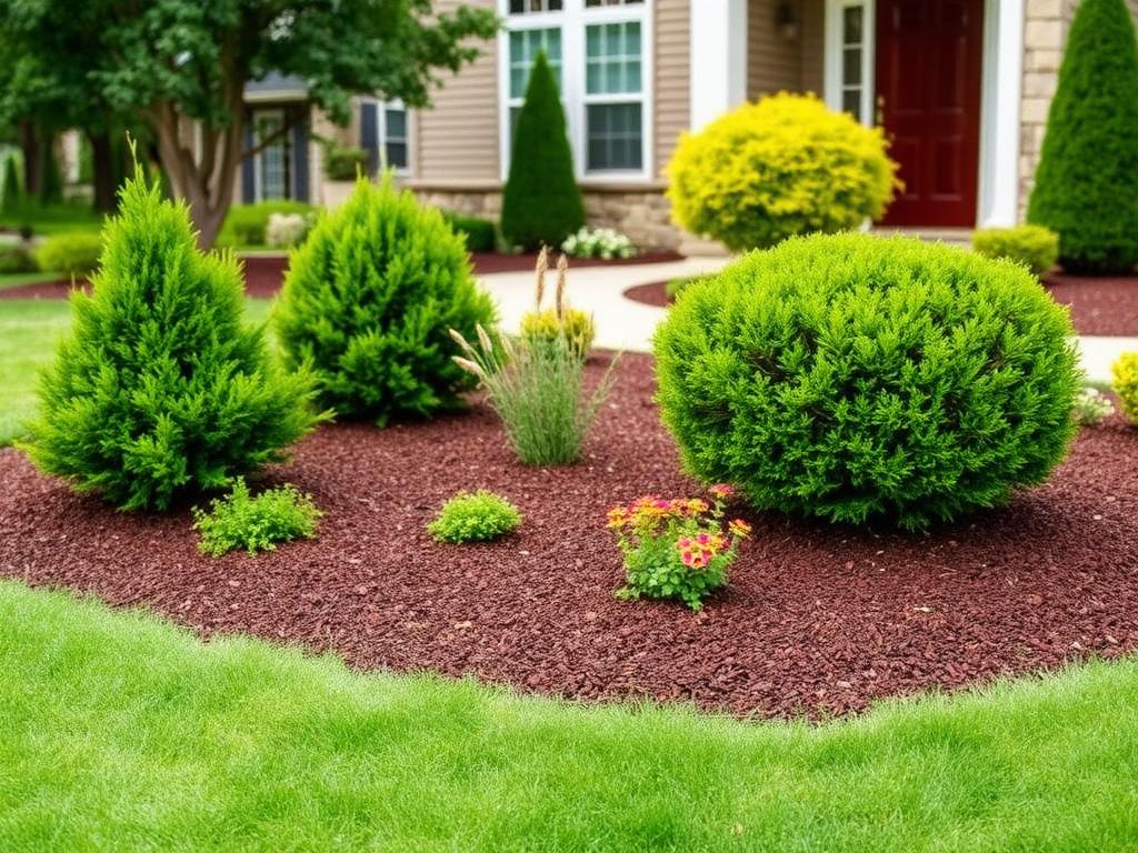 Freshly maintained landscaping beds in front of a Central New York home